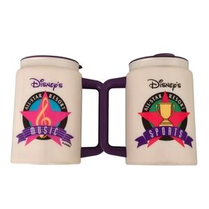 2 Vintage Disney All-Star Music Sports Resort Plastic Travel Mug Cups Refillable